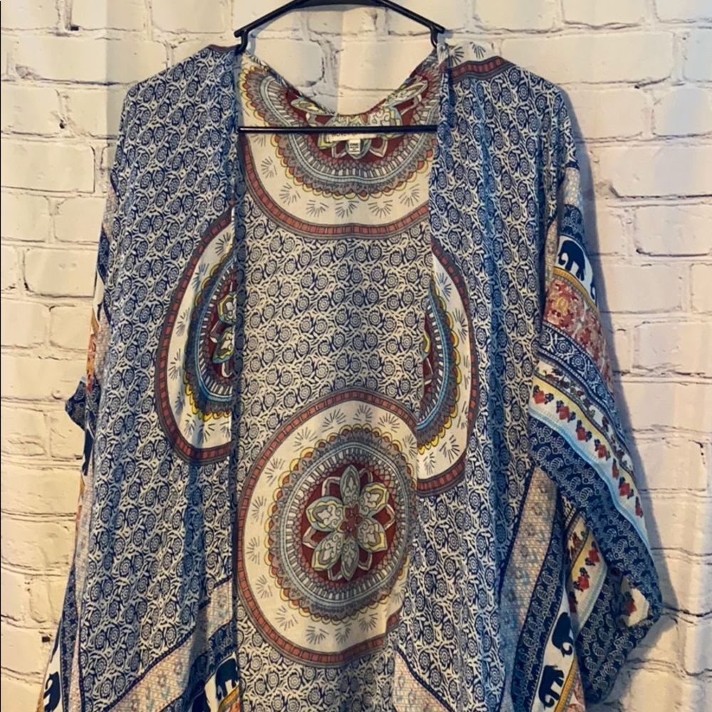 Elephant print kimono / cover up